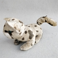 prikket-plyskat-beige-brune-prikker-roterende-hale-optræk-nøgle-gammelt-legetøj